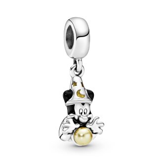 Disney Mickey sorcerer silver dangle with enamel and golden coloured lacquered artificial pearl