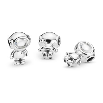 Astronaut silver charm with clear cubic zirconia