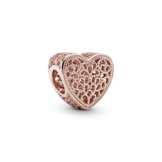 14k Rose gold-plated openwork heart charm