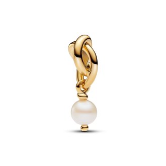 14k Gold-plated dangle with treated white freshwater cultured pearl