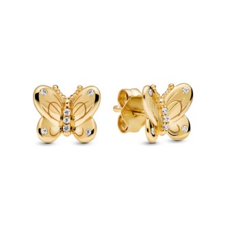 Butterfly Pandora Shine stud earrings with clear cubic zirconia