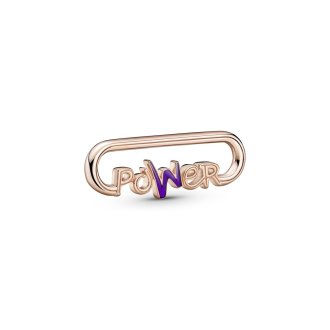 Power script 14k rose gold-plated word link with transparent purple enamel