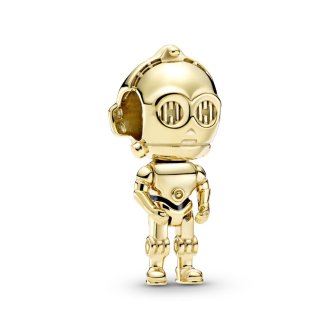 Star Wars C3PO 14k gold-plated charm with black enamel