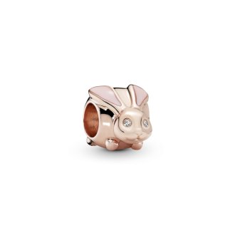 Rabbit PANDORA Rose charm with pink enamel and clear cubic zirconia