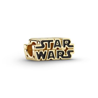 Star Wars logo 14k gold-plated charm with black enamel