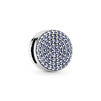 Sterling silver clip charm with moonlight blue crystal and icy blue crystal