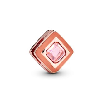 Pandora Reflexions square clip charm in Pandora Rose with orchid pink crystal and pink enamel