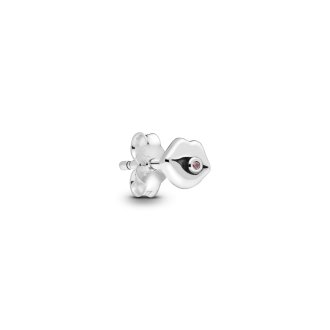 Lips sterling silver stud earring with pink cubic zirconia