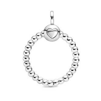 Small beaded sterling silver Pandora O pendant