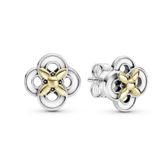 Flower sterling silver and 14k gold stud earrings