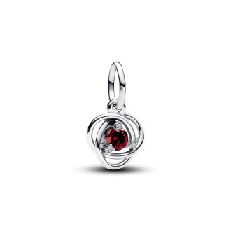 Sterling silver dangle with salsa red crystal and clear cubic zirconia