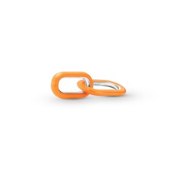 Sterling silver double link with UV fluo orange enamel