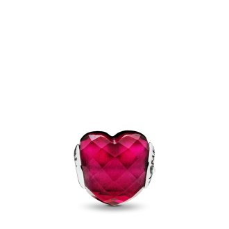 LOVE ESSENCE COLLECTION charm with faceted fuchsia rose crystal