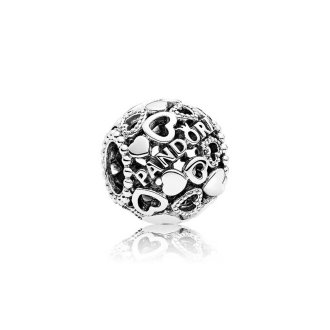 Heart silver charm with PANDORA logo script