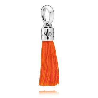 Silver dangle with orange tassel