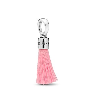 Silver dangle with pink tassel