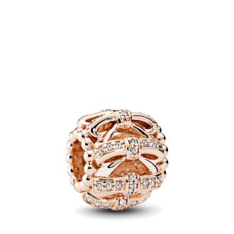 PANDORA Rose openwork bow charm with clear cubic zirconia