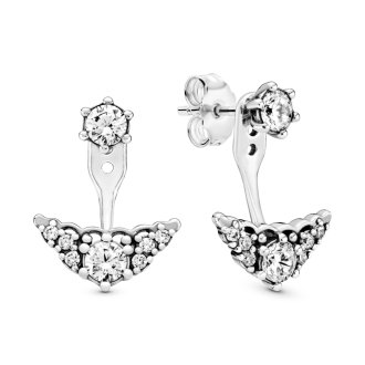 Tiara silver stud earrings with clear cubic zirconia